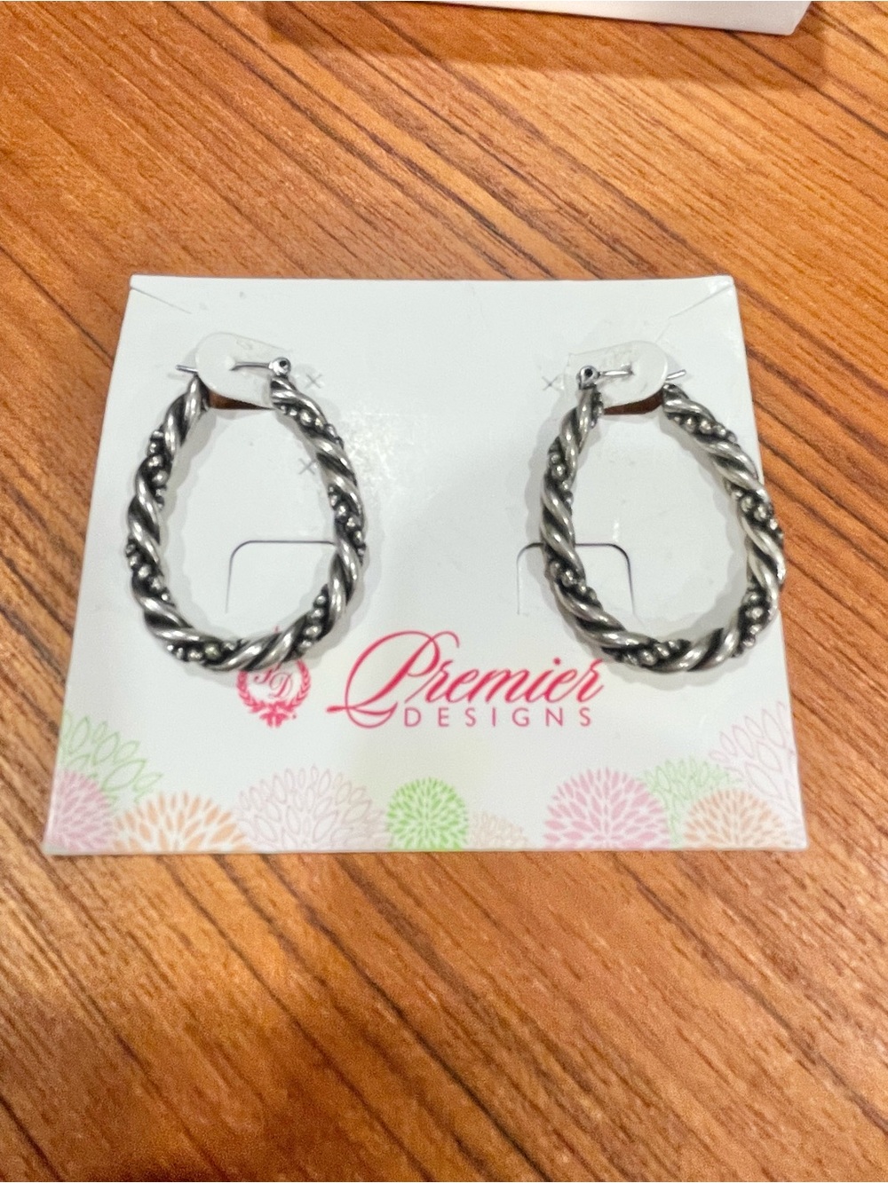 Premier Designs Braided Hoop Earrings in Silver Tone